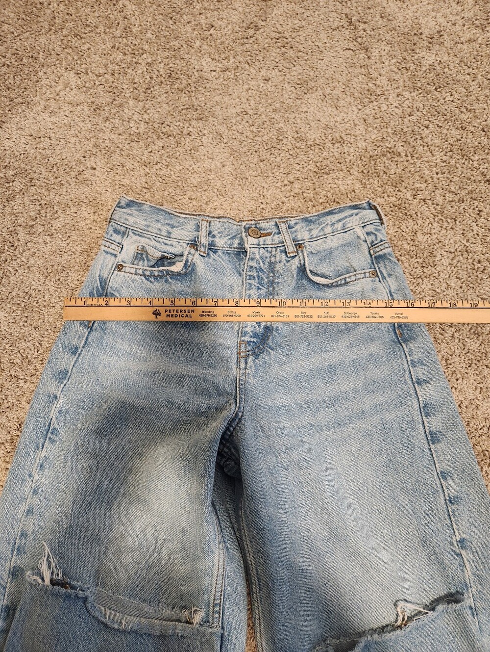 ZARA Mid-Rise Tapered Fit Balloon Jeans Light blue Size 2 - Picture 5 of 7